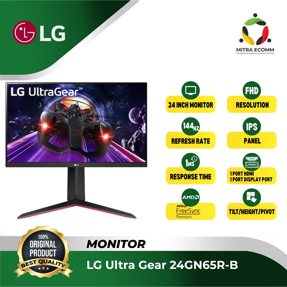 Monitor Gaming LG 24GN65R IPS 144Hz 1ms UltraGear