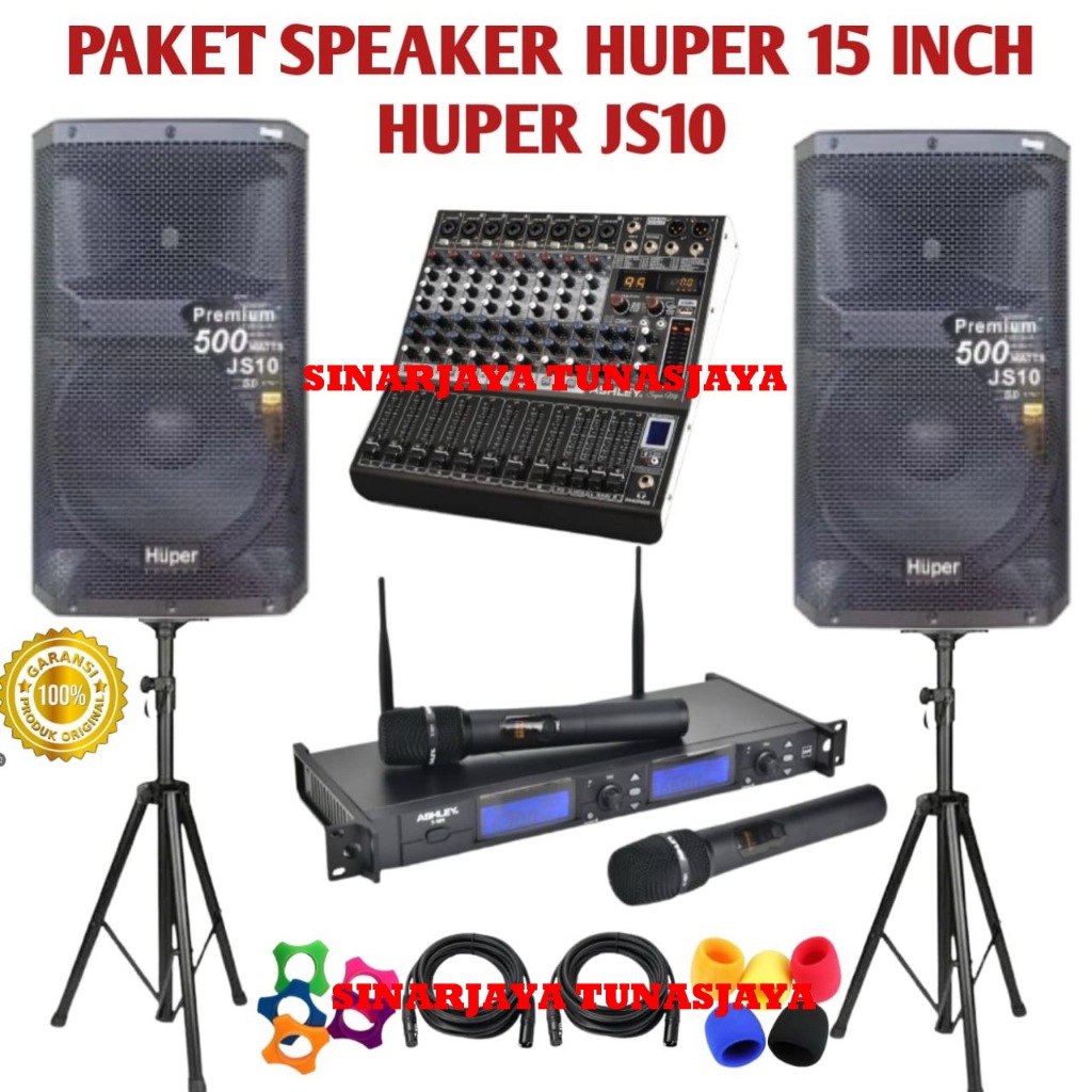 Paket Sound System Aktif Huper Js10 Original Speaker Aktif Huper Js10 15inch