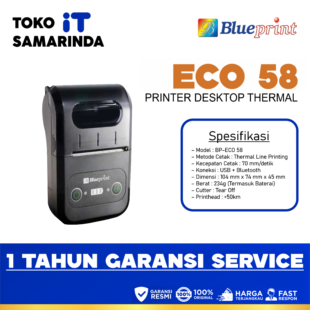Portable Printer Thermal Mini Bluetooth ECO58 Blueprint