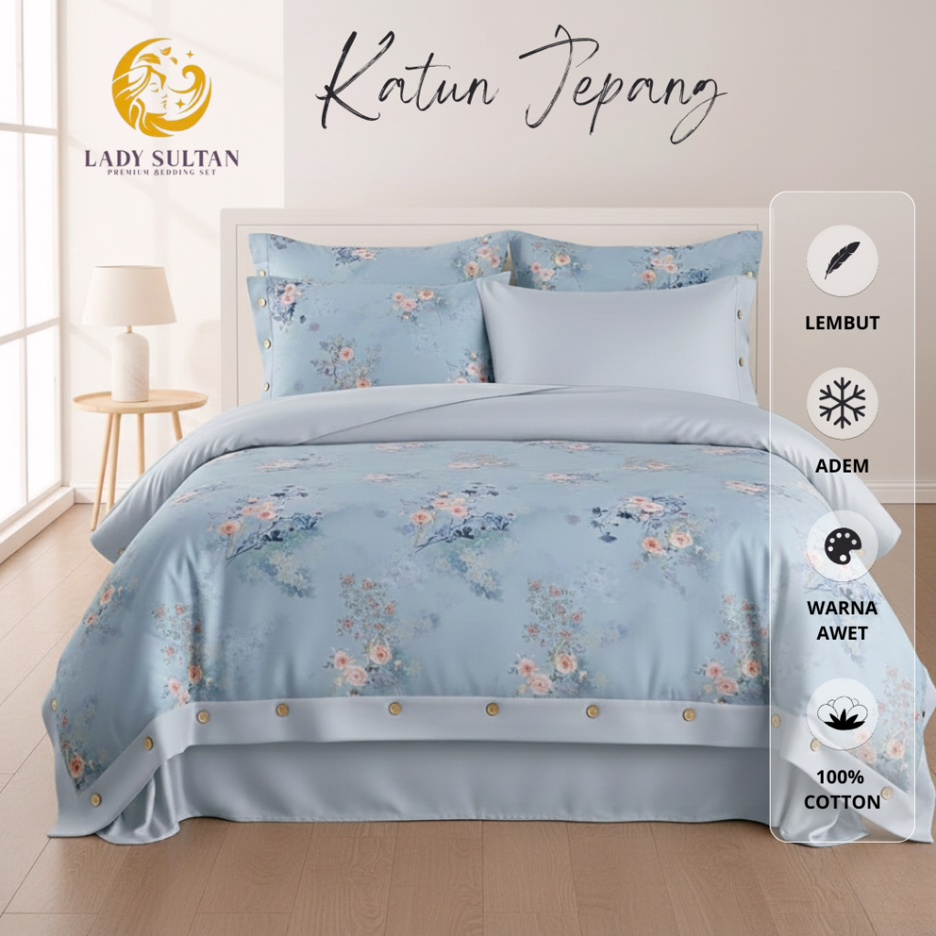 Lady Sultan Sprei Set Katun Jepang Import Motif Floral | Sprei Premium Japanese Cotton Motif Floral
