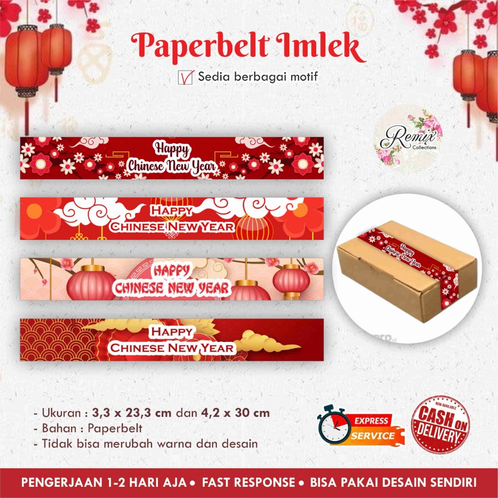 [18 pcs] Paper Belt Imlek / Chinese New Year / Sinchia / Label box melingkar / Paperbelt
