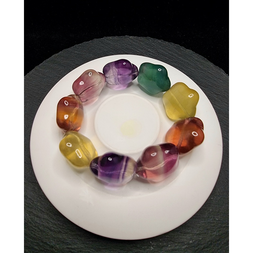 Gelang Batu Crystal Rainbow Star Flourite Quartz  HQ 13x17mm C2007