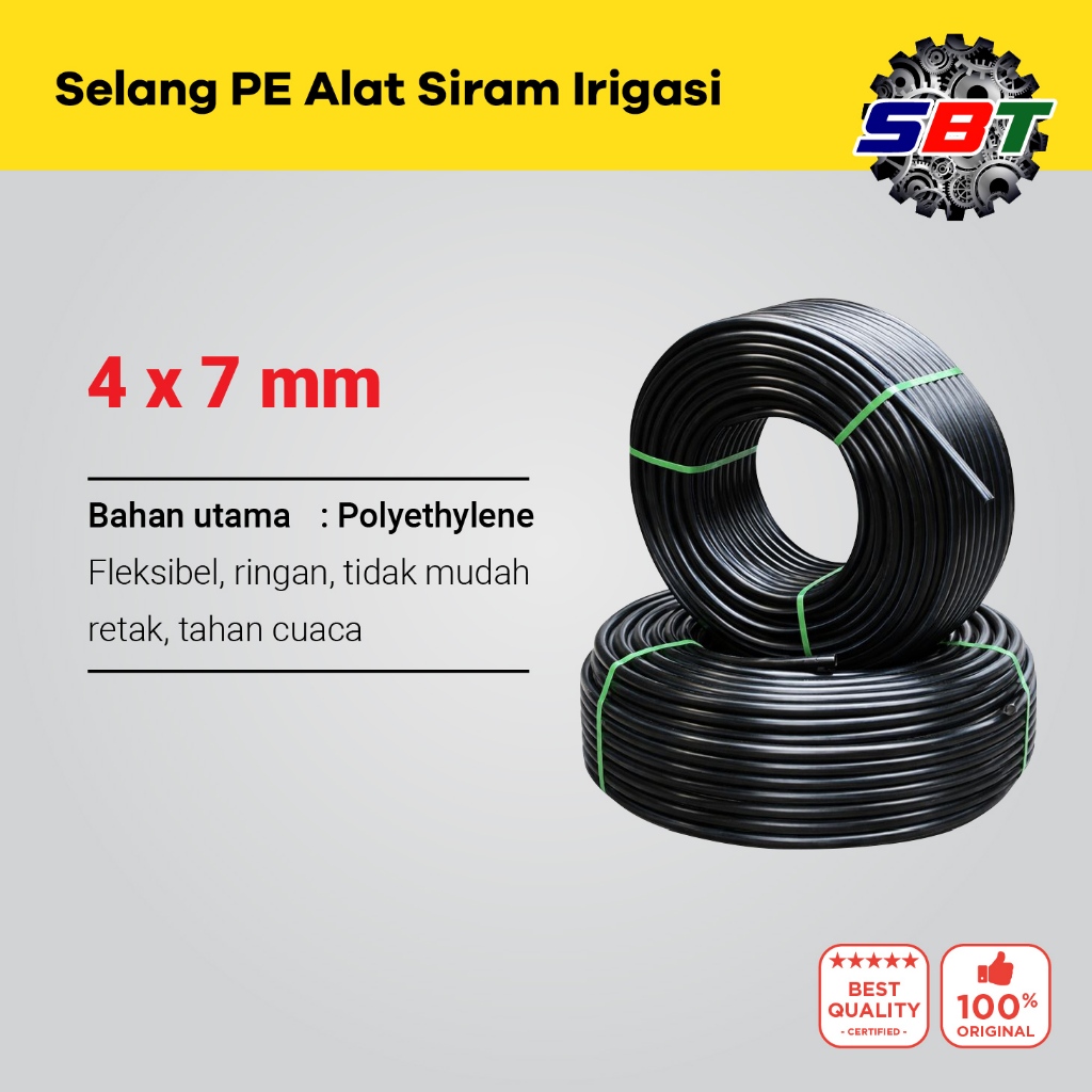 Selang PE 4 x 7 mm – Selang Polyethylene Fleksibel untuk Irigasi Tetes Drip Sprinkler Mini Penyirama