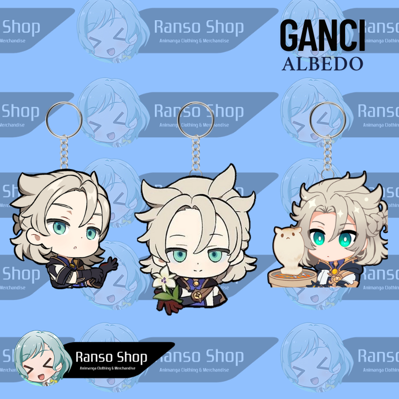 Gantungan Kunci Genshin Impact Albedo UV 2 Sisi Laser Cutting Premium | Ganci Akrilik Albedo Chibi |