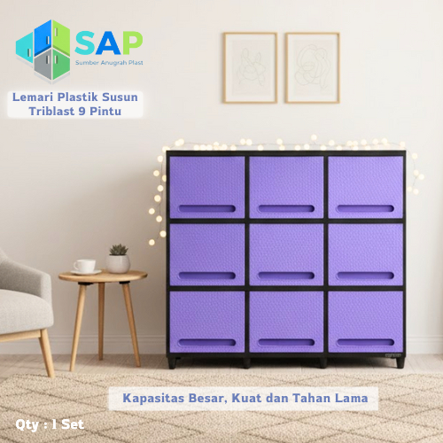 SAP Lemari Plastik Susun Lemari Pakaian Kabinet Triblast lemari Tv 9 pintu