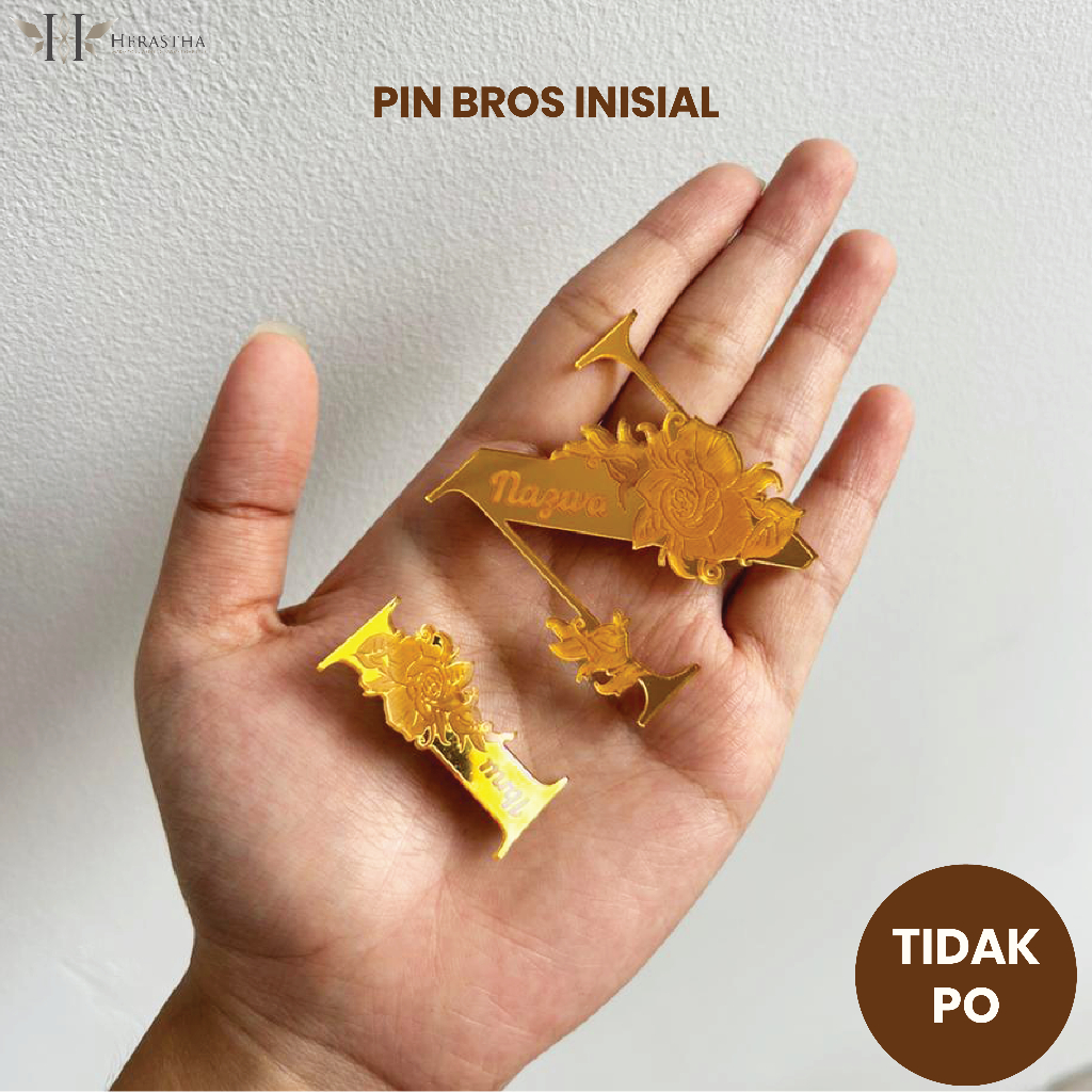 Bros / Broch  Inisial Nama akrilik Miror custom nama | Pin custom akrilik mirror nama