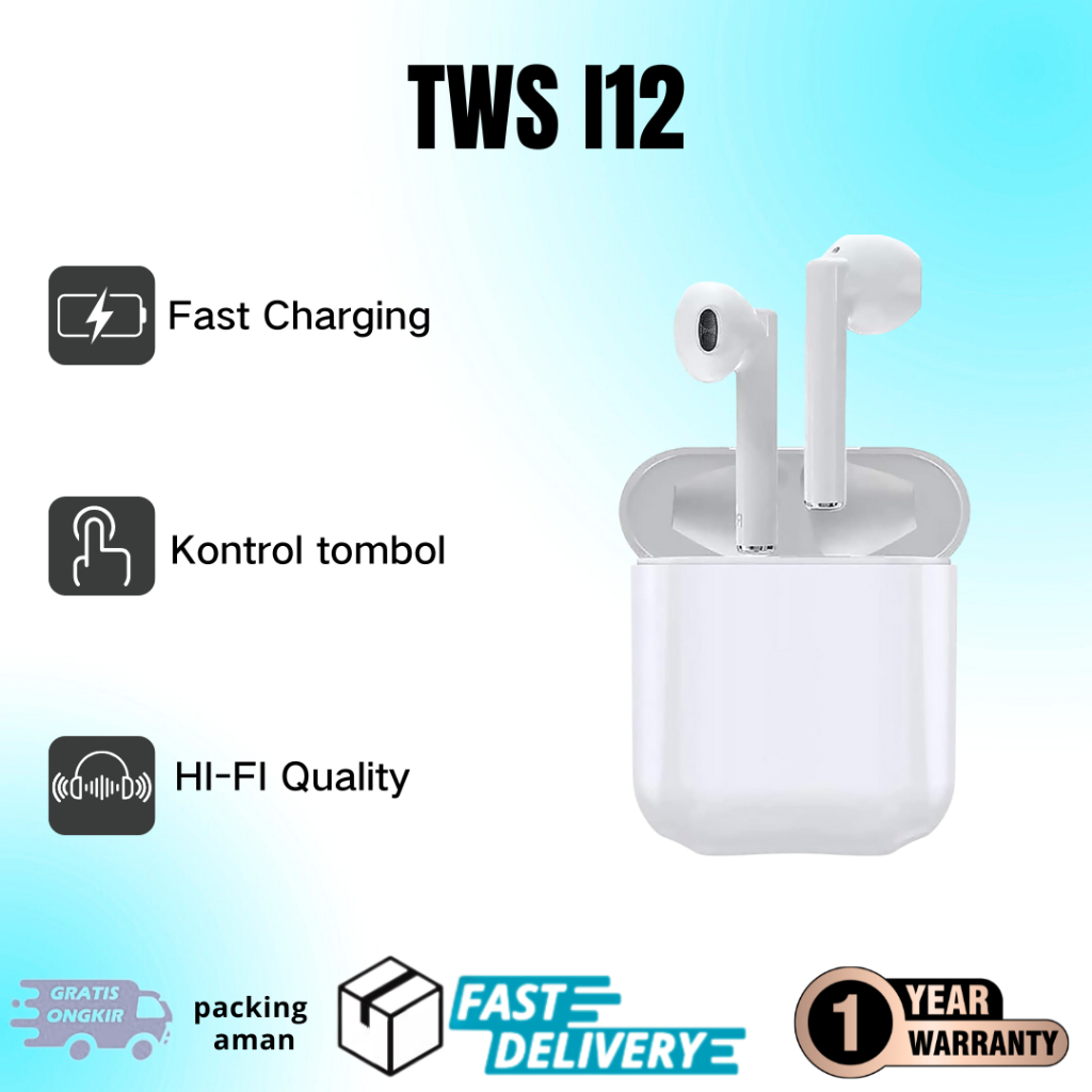 Headset Bluetooth Smart Bluetooth Headset Wireless Headset EARPHONE i12 TWS Headset Bluetooth