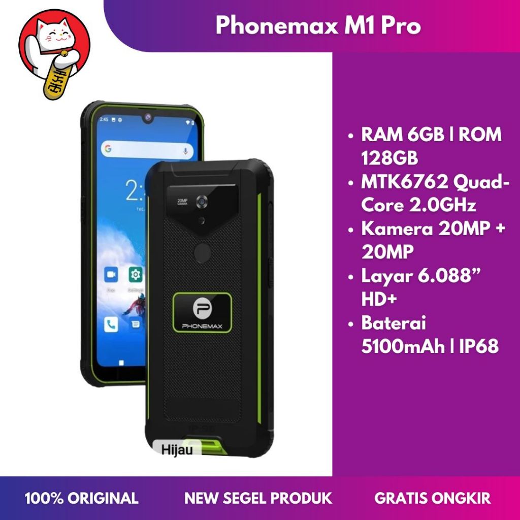 Phonemax M1 Pro Rugged Smartphone Explosion Proof RAM 6GB ROM 128GB Baterai 5100mAh IP68 Android 13