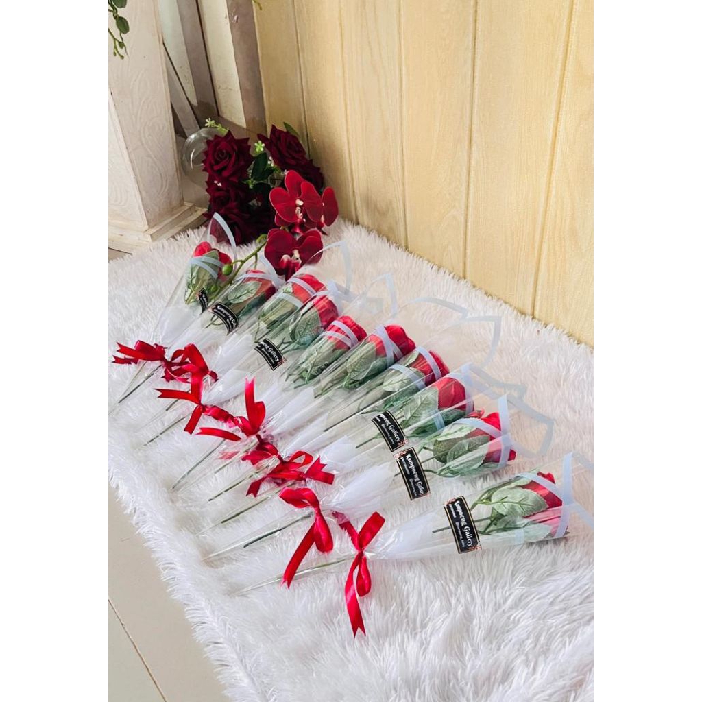Buket Single Rose / buket mawar 1 tangkai