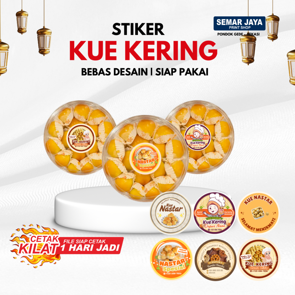 Stiker label Kue kering nastar | Stiker lebaran | Stiker Toples lebaran | Stiker Label Makanan custo