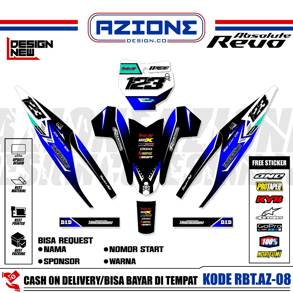 (COD) Sticker Variasi RBT/GTX REVO 110 ABSOLUTE Decal Striping Bebek Modif RBT, REVO.ABS-08