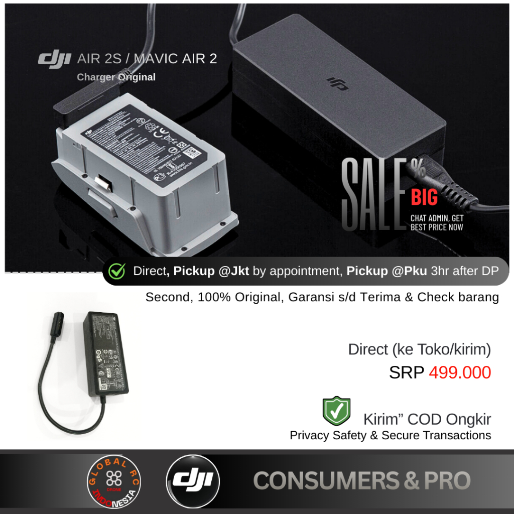 Charger Dji Air 2s / Mavic Air 2 Original Second (Tanpa Battery)