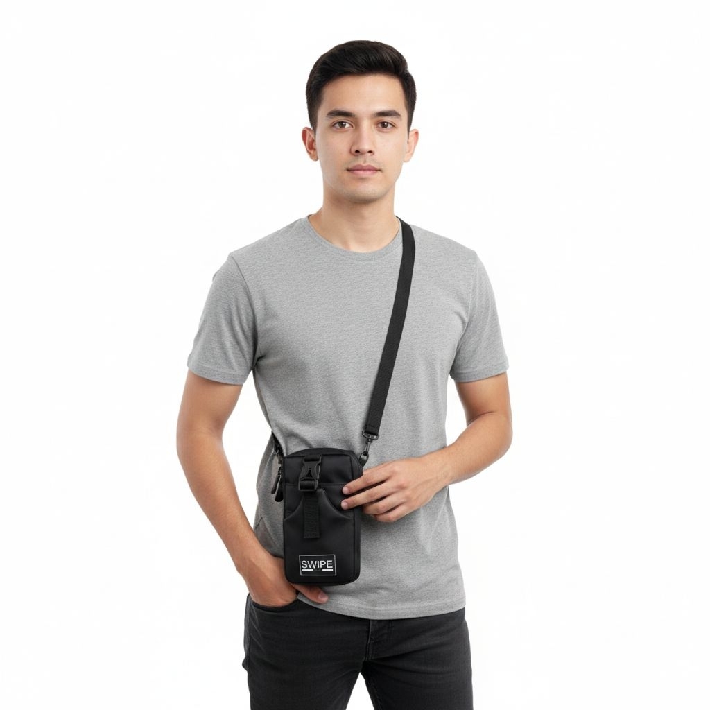 SWIPE-Sako Wallet Pria - Tas Hp - Tas Sling - Hanging Wallet Hanphone & Kartu evano