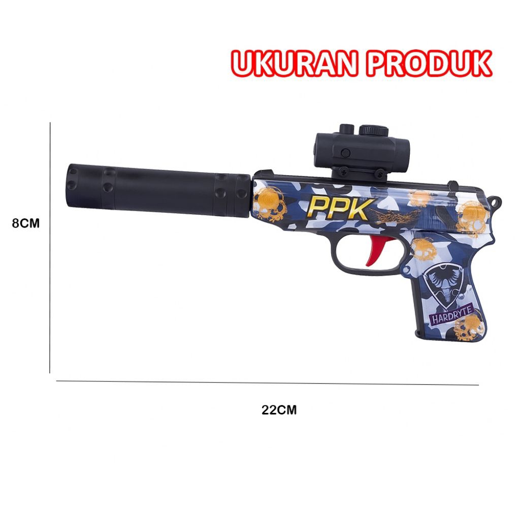TERLENGKAP Pistol Mainan Anak PELURU GELL bulet water PPK shoting tembak terbaru