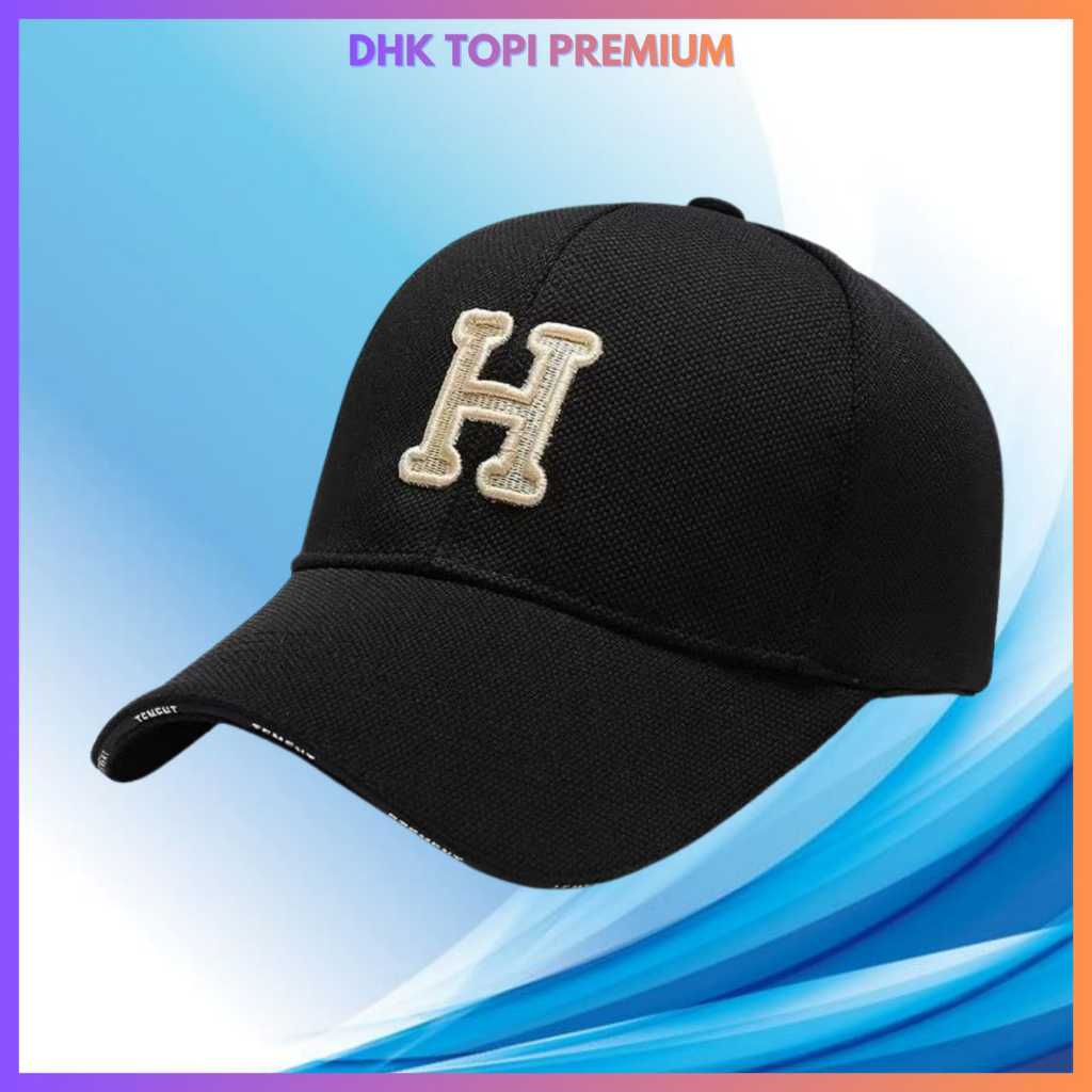 DHK Topi Baseball Logo H Premium Fashion Cowok Cewek.