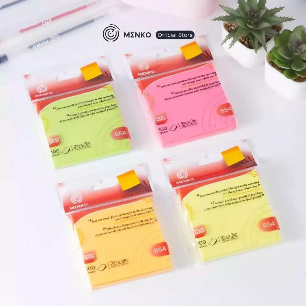 Post It MENKO 654/ Sticky Notes Memo Tempel Kertas Penanda 654 Warna Warni Cerah Isi 100 Lembar