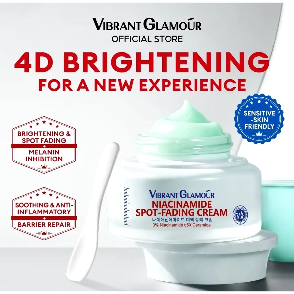 Vibrant Glamour Niacinamide Spot-Fading Cream & Pencerah 4D × Koreksi Noda Hitam 3% Niacinamide x 5X