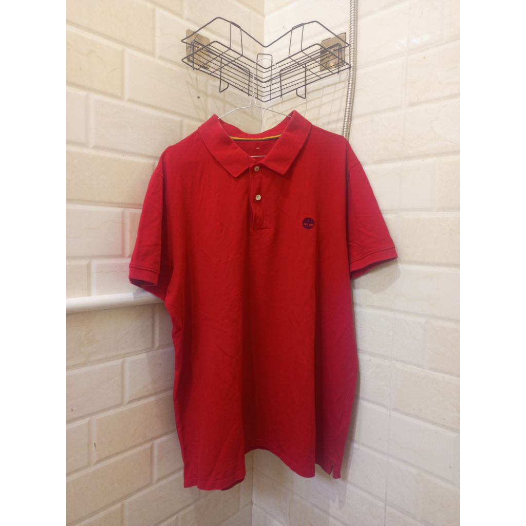 kaos kerah polo Timberland merah pekat XL fit XXL