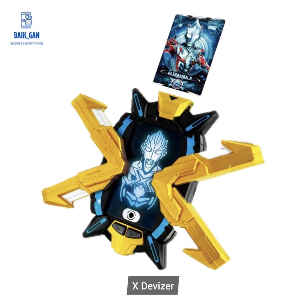 Mainan Alat Berubah Ultraman X Senjata DX Ultraman X Changer Devizer Bonus 3 Kartu Ultraman Untuk an