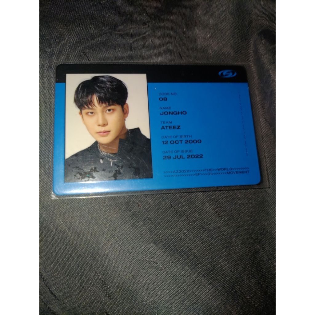 PHOTOCARD ID JONGHO ATEEZ THE WORLD EP.1 : MOVEMENT IDC