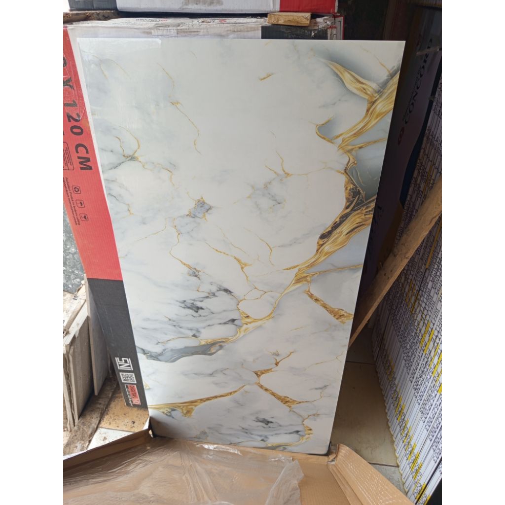 Granit concord 60x120 Motif corak emas&abu mewah