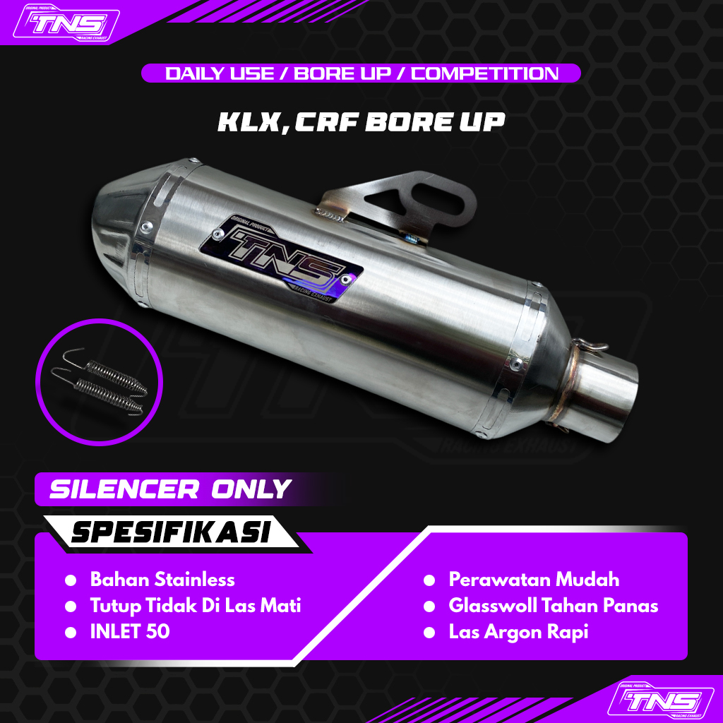 silencer knalpot klx crf wr dtracker bore up inlet 50 original TNS