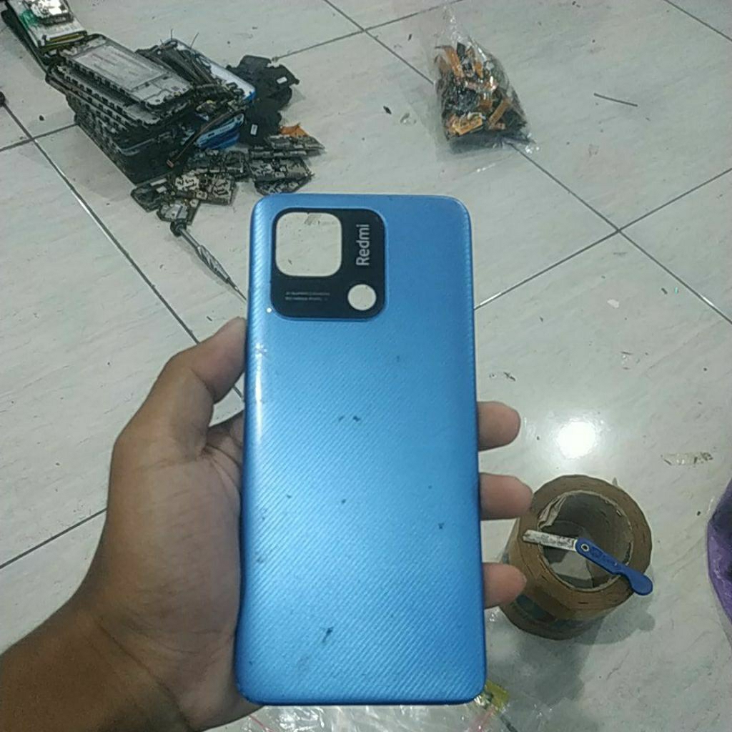 backdoor bekas redmi 10c, tombol lengkap tanpa fingerprint fisik sesuai gambar