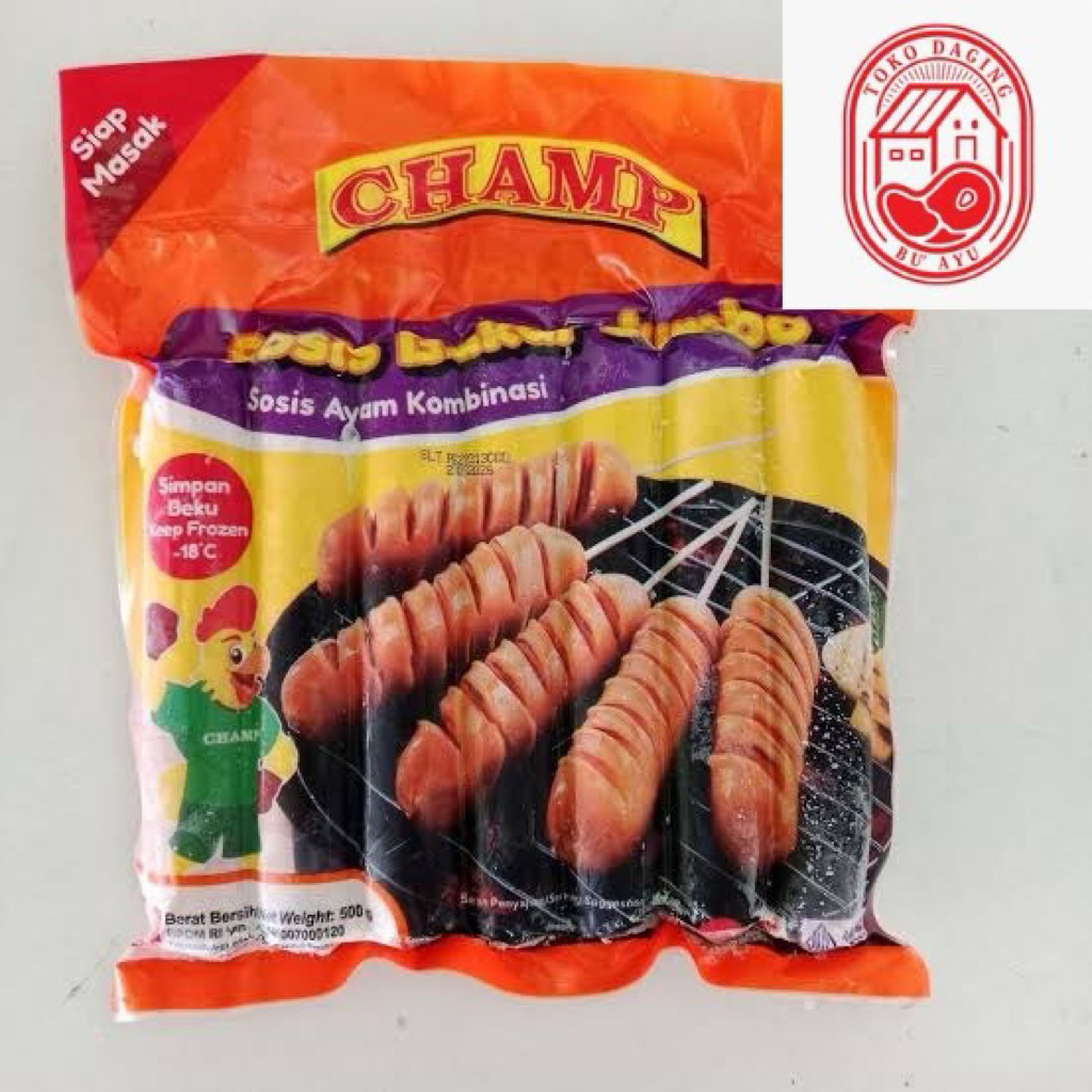 Champ Sosis Bakar Jumbo 500 gram - Sosis Ayam Kombinasi