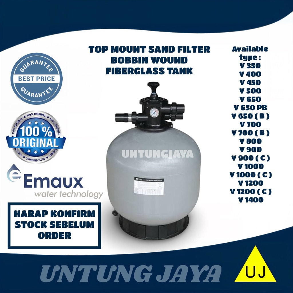 TOP MOUNT SAND FILTER EMAUX V500 // FILTER KOLAM RENANG EMAUX V 500 // SWIMMING POOL SAND FILTER EMA