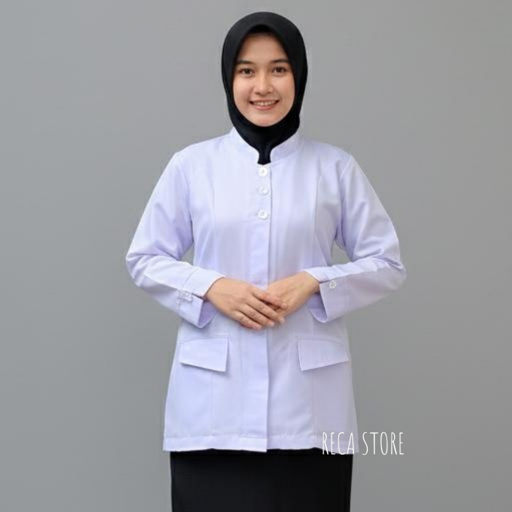 Atasan Baju PDH PNS ASN PPPK Putih Model Saku Bawah Wanita Terbaru
