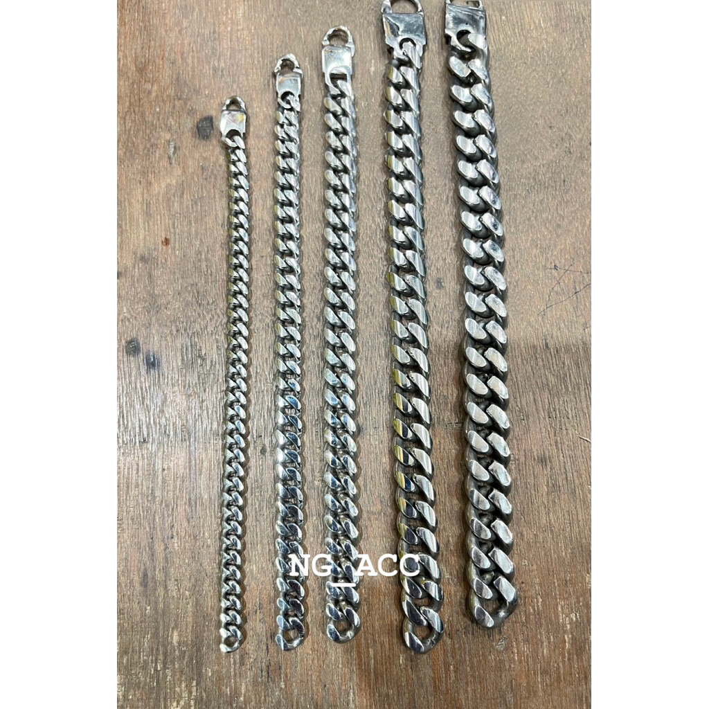 GELANG RANTAI BAJA PUTIH/MONEL 100% ASLI GELANG RANTAI PRIA