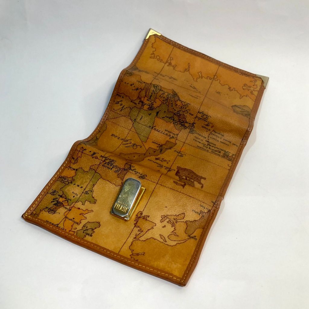 Alviero Martini 1A Classe Dompet Peta World Map Kulit Asli