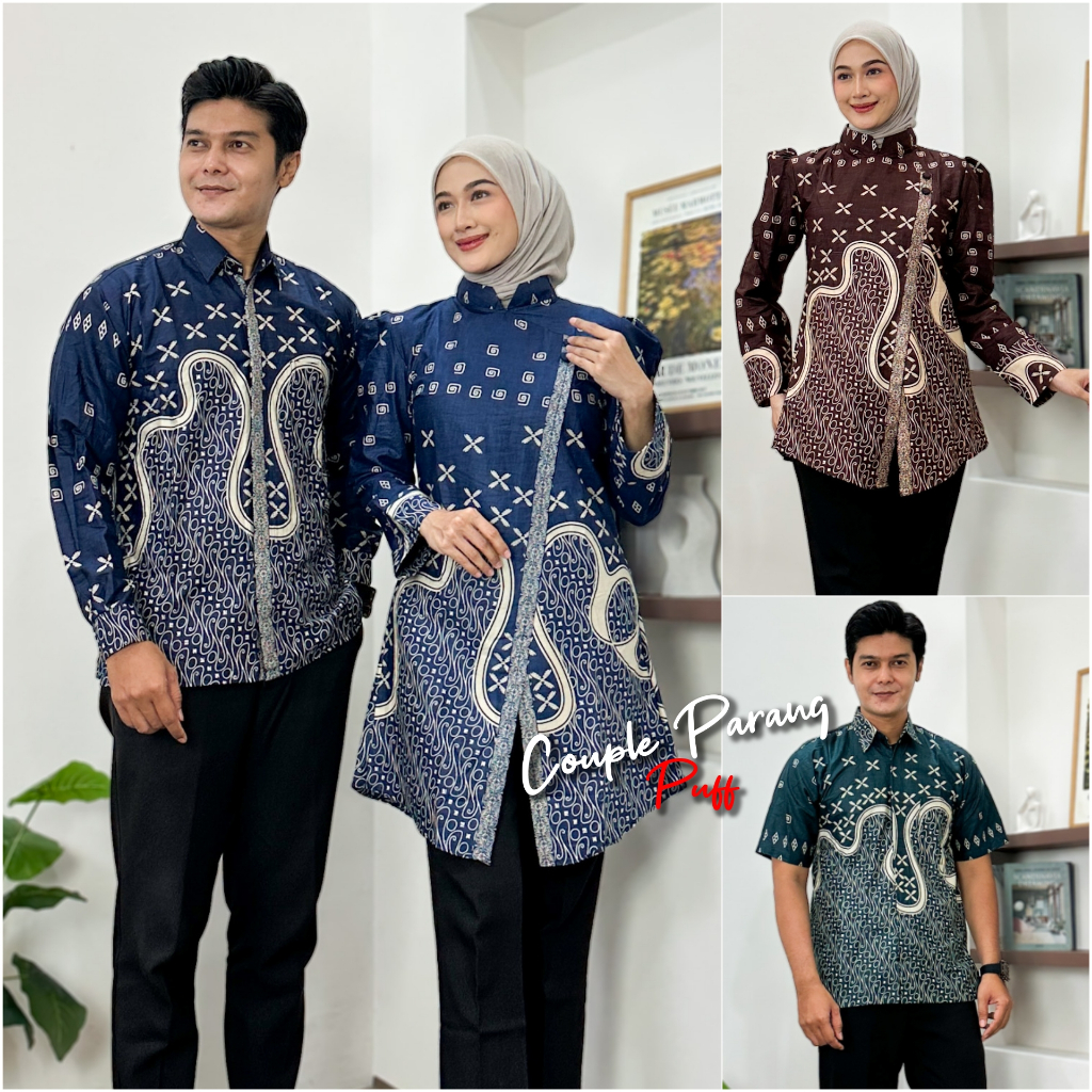 Atasan Batik Wanita Puff Parang Kemeja Batik Pria