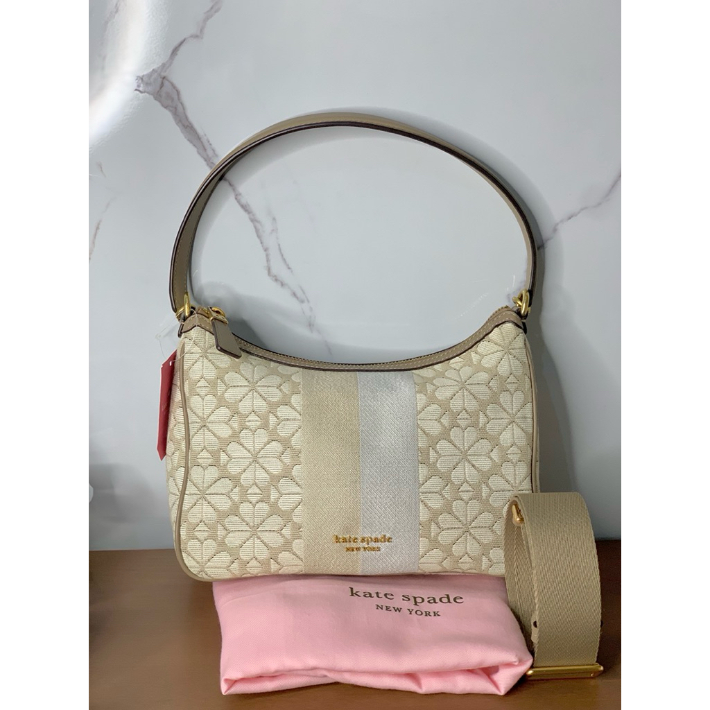 Preloved VGC KS Jacquard Stripe Sam Small Convertible Shoulder Bag Natural Multi