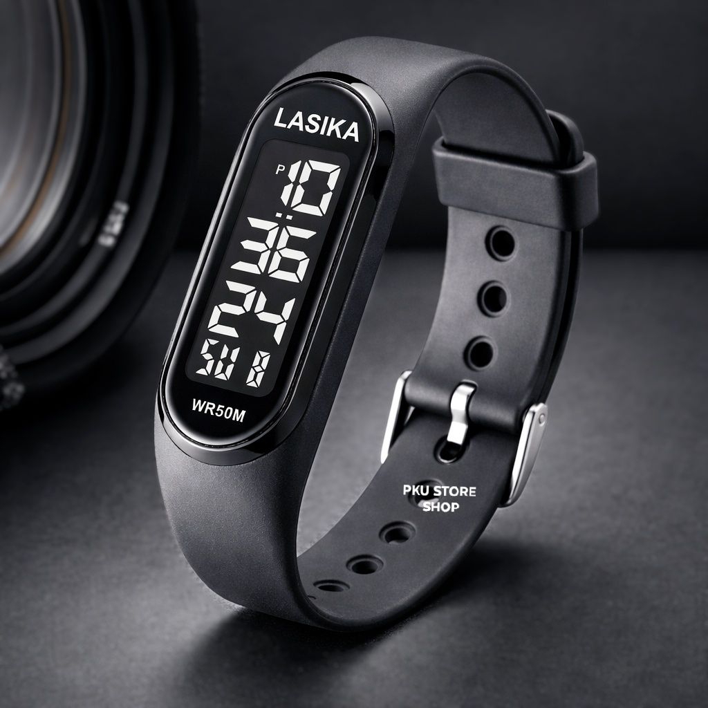 Jam Tangan Pria Wanita Digital LASIKA Waterproof WR50M - Tali Karet Lembut Sporty Desain Minimalis K