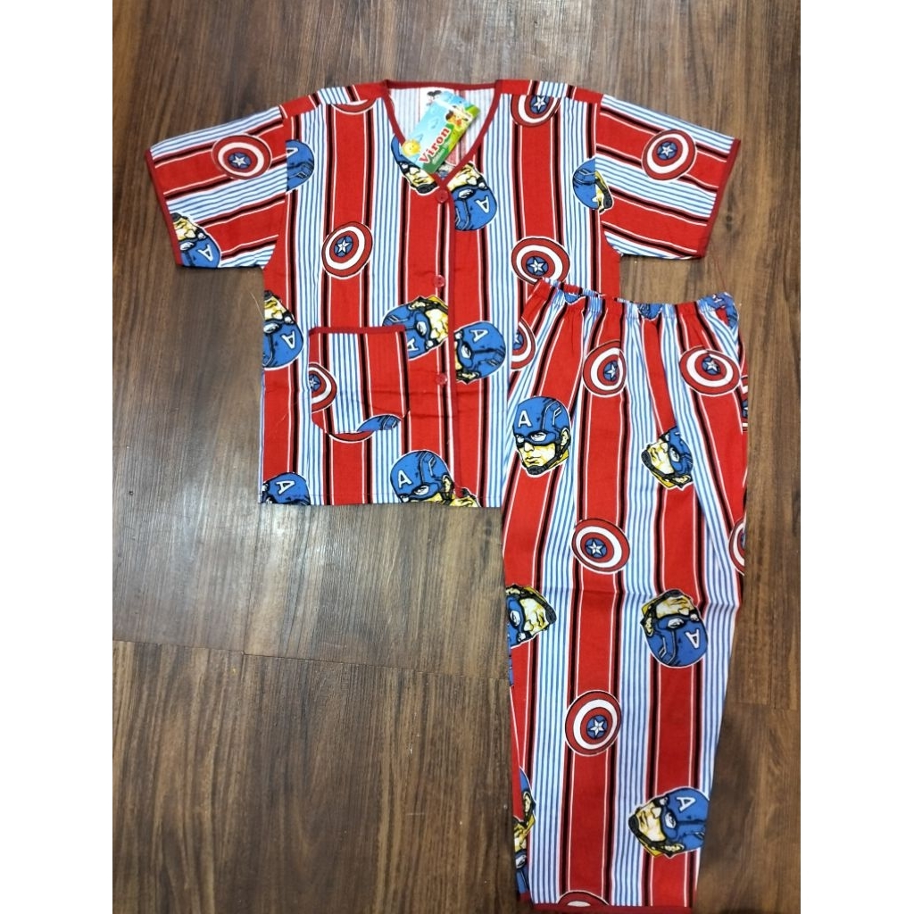 Baju Tidur Anak Cowok Viron 1-16/ Piyama Anak Katun Premium Adem