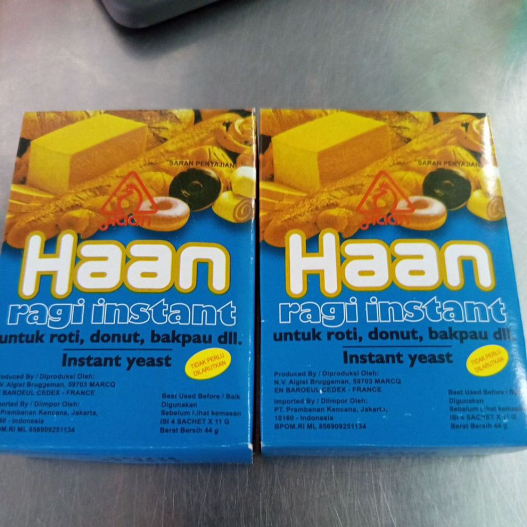 Haan Instant Yeast 4x11gr Ragi Roti InstanRagi Instan Haan Isi 4 Sachet 11 Gram Untuk Roti dan Donat