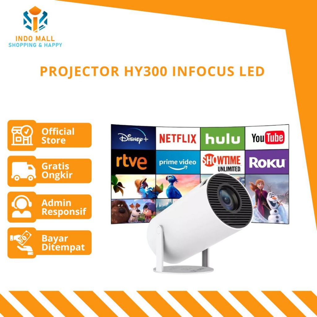 New Projector HY300 Infocus LED Proyektor 4K Wifi6 Dualband