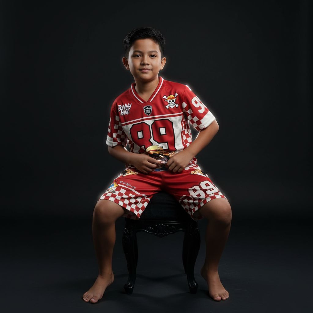 HNFKIIDS Setelan Anak One Piece 89 Casual Streetwear Rugby Vintage Bahan Dryfit Brazil Milano