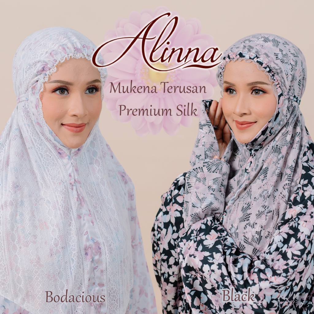 Mukena Alinna Terusan Sutra Premium Silk Motif 1