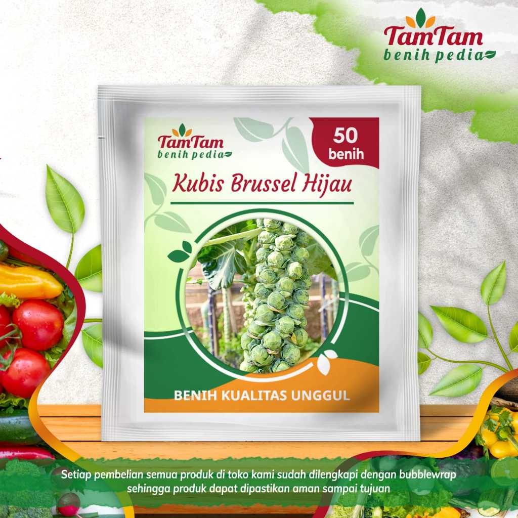 Benih Kubis BRUSSEL Hijau isi 50 biji , benih kubis/kol mini hijau