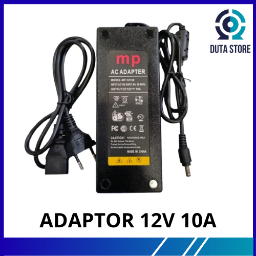 Adaptor 12V 10A + kabel power, adaptor 12volt 10ampere