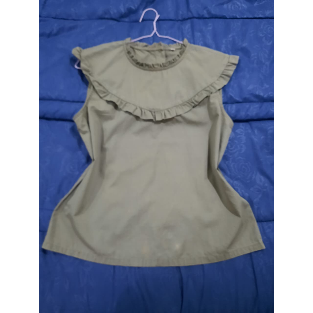 Blouse modern atasan wanita hijau army atasan blues