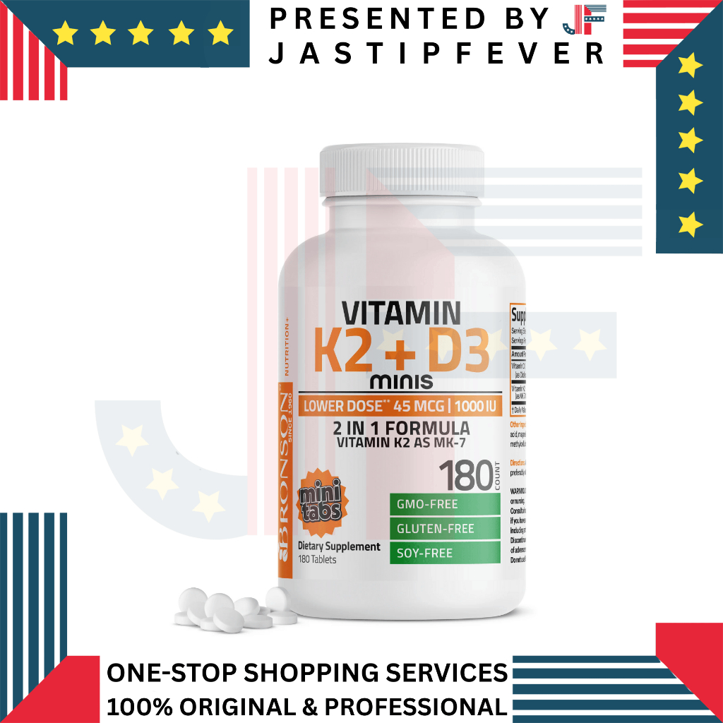Bronson Vitamin K2 + D3 | 1000IU + 45mcg / 5000IU + 90mcg / 10000IU + 120mcg | 100% Origin