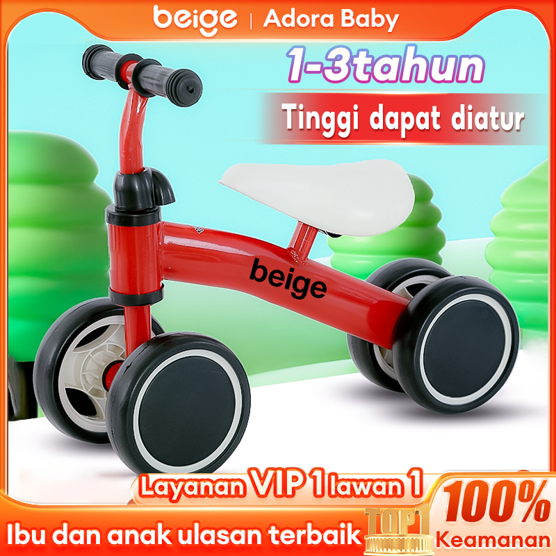Sepeda dorong anak balance bike bahan ramah kulit bercahaya musik bayi berusia 1-6 tahun