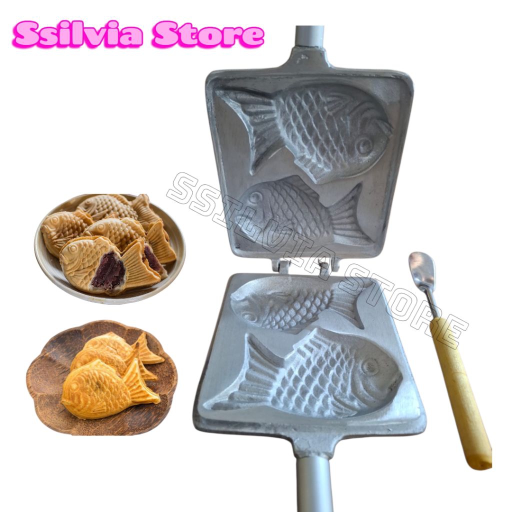 Cetakan Kue Jepit Wafle Bentuk Ikan isi 2 atau Taiyaki Bungeoppang