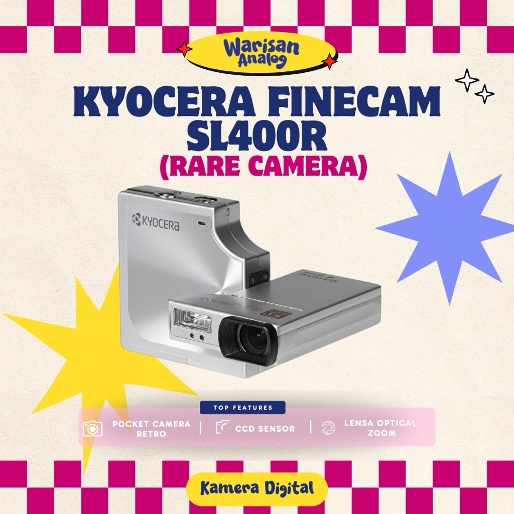 DIGICAM KYOCERA FINECAM SL400R (RARE CAMERA) KAMERA DIGITAL POCKET PAKAI MEMORYCARD