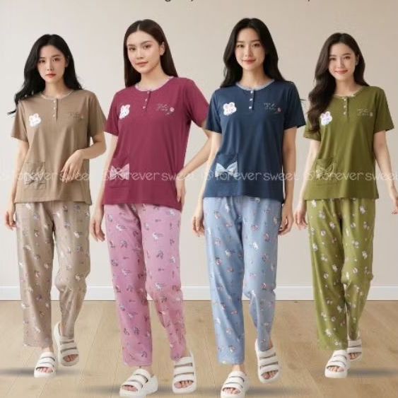 FOREVER SWEET  Concept Baju Tidur Babydoll Setelan One Set CP Celana Panjang Bodyfit Body Fit MPB 20