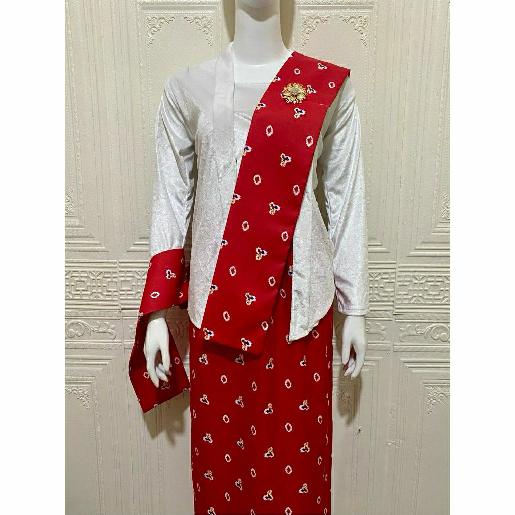 one set selendang batik dan rok batik span jumputan setelan selendang rok batik