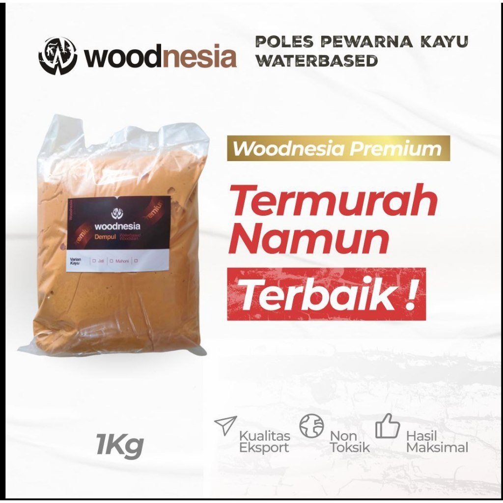 Dempul Kayu Jati Mahoni 1 KG Woodnesia Pakai Air